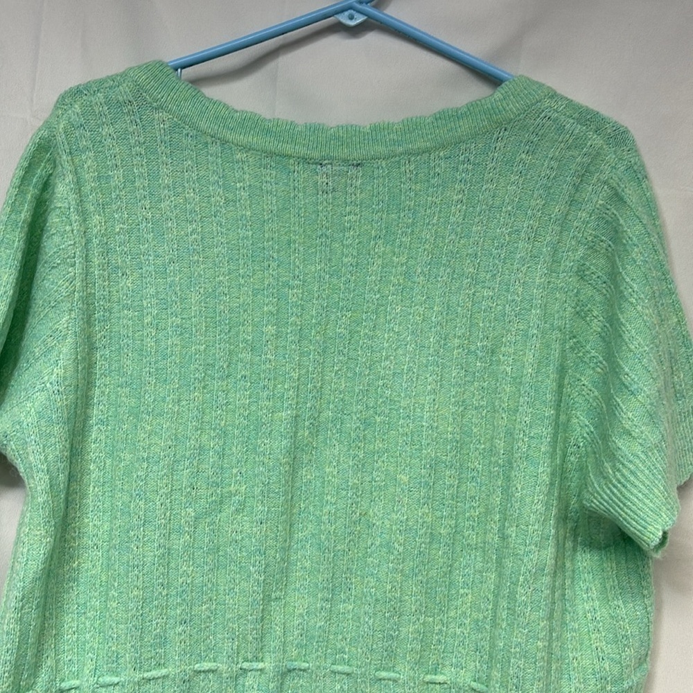 Torrid Light Green Button-Down Knit cashmere like softness short sleeve sweater - Picture 7 of 9